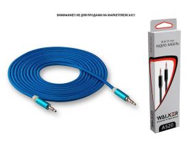 Кабель аудио AUX WALKER 3,5мм A-A WCA-520 в матерчатой обмотке 3 м (в коробке), синий