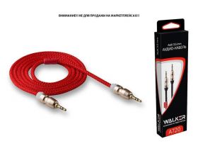 Кабель аудио AUX WALKER 3,5мм A-A WCA-720 в матерч. обмотке, 1,5 м (в коробке), красный