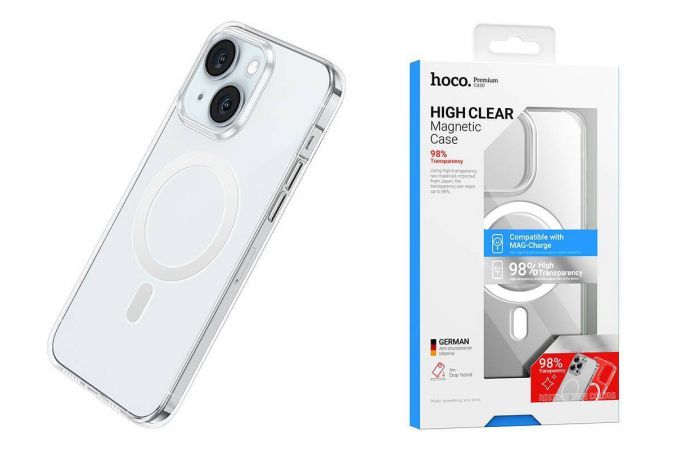 Чехол для телефона iPhone 15 Pro HOCO Primary series magnetic тонкий (прозрачный) (AS4)