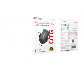 Переходник OTG Borofone BV26D iP штекер/Type-C штекер/Micro штекер на USB гнездо USB2.0 3-в-1 адаптер