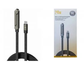 Кабель- подставка Buit-in folding phone stand USB - USB Type-C  240W Fast (черный) 1.5 м