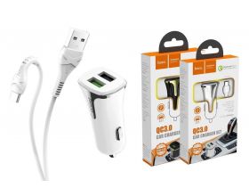 Автомобильное зарядное устройство АЗУ 2USB + кабель Type-C HOCO Z31 Universe 2400mAh QC3.0 (белый)