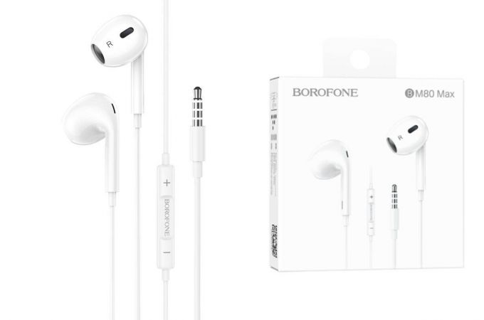 Наушники вакуумные проводные BOROFONE BM80 Max Gorgeous (белый)