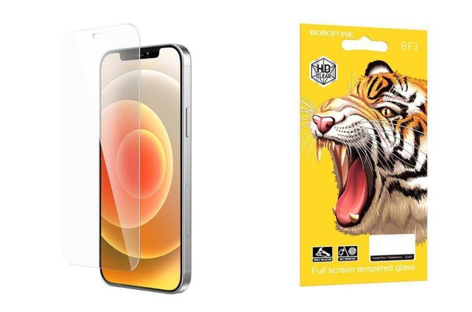 Защитное стекло дисплея iPhone 12/12 Pro (6.1)  BOROFONE BF3 Full tempered glass черная рамка