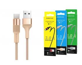 Кабель USB - USB Type-C BOROFONE BX21, 3A золотой 1м (в оплетке)