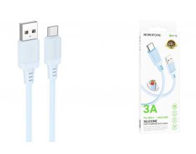 Кабель USB - USB Type-C BOROFONE BX115 Lotto (голубой) 1м силиконовый