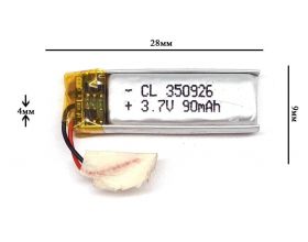 Универсальный аккумулятор 30x9x4 3.7V 100mAh (400930P)