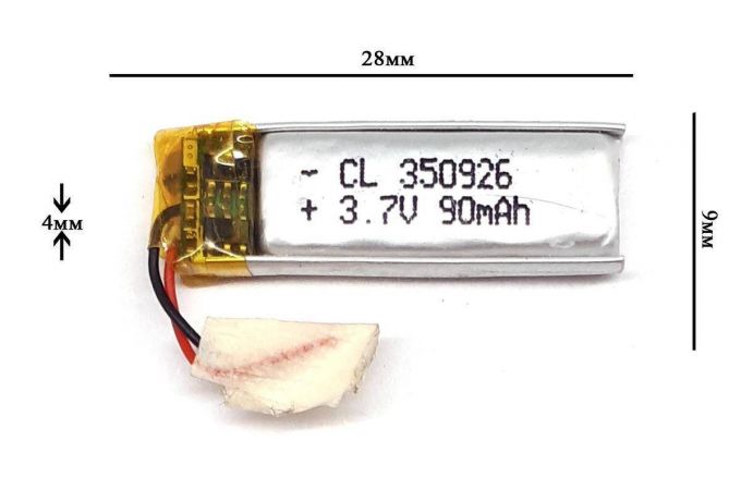 Универсальный аккумулятор 30x9x4 3.7V 100mAh (400930P)
