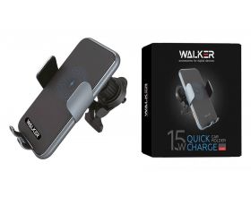 Держатель автомобильный для телефона WALKER CX-057 на воздуховод, с беспроводным ЗУ, серо-голубой
