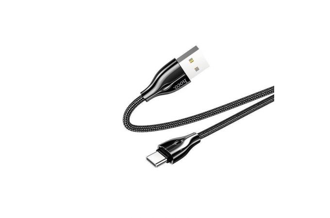Кабель USB - USB Type-C HOCO U88 3A (черный) 1,2м (в оплетке, LED индикатор)