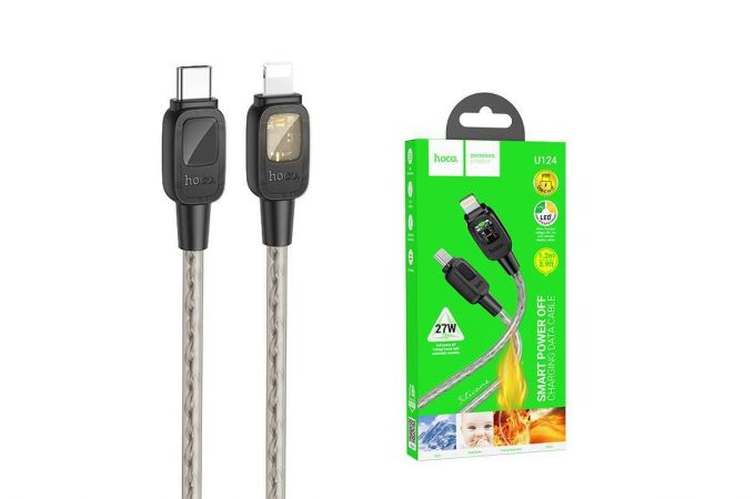 Кабель USB Type-C - Lightning HOCO U124 Stone PD20W (черный) 1м силиконовый