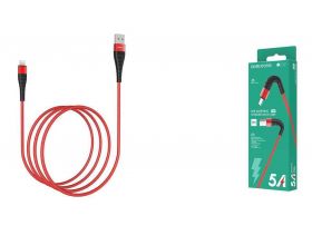 Кабель USB - Lightning BOROFONE BX32, 2,4A (красный) 1м (в оплетке, с усилением сгиба)