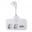 Сетевой тройник Amper 0,2м, 2 розетки, 3*0,75мм, 10А, 2500 Вт, 3usb, 1Type-C, 1кн, белый. T2535W