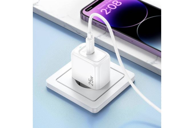 Сетевое зарядное устройство USB-C + кабель Lightning - Type-C HOCO CS53A Surplus single port (один порт)PD25W (белый)