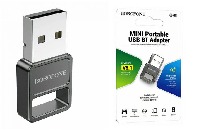 Адаптер BOROFONE DH8 USB BT (черный)
