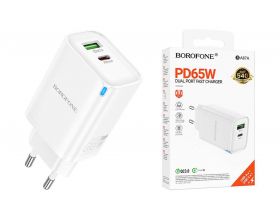 Сетевое зарядное устройство USB-C BOROFONE BA87A PD65W QC3.0 (белый)