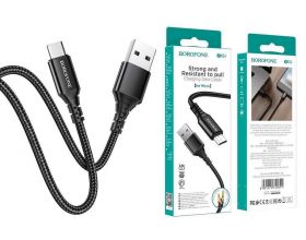 Кабель USB - MicroUSB BOROFONE BX54 2,4A (черный) 1м (в оплетке)