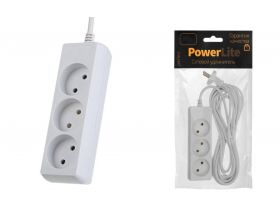 Сетевой удлинитель Perfeo без заземления "POWERLIGHT", 1,5м, 3 розетки, белый (PF-PL-3/1,5-W)