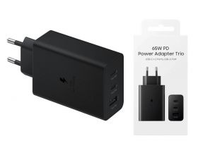 Сетевое зарядное устройство 2USB-C + USB Samsung PD Adapter 65W (or.) EP-T6530 (черный) SFC 2.0 (PPS 45 Вт), PD 3.0, PPS, AFC (адаптивная быстрая заря