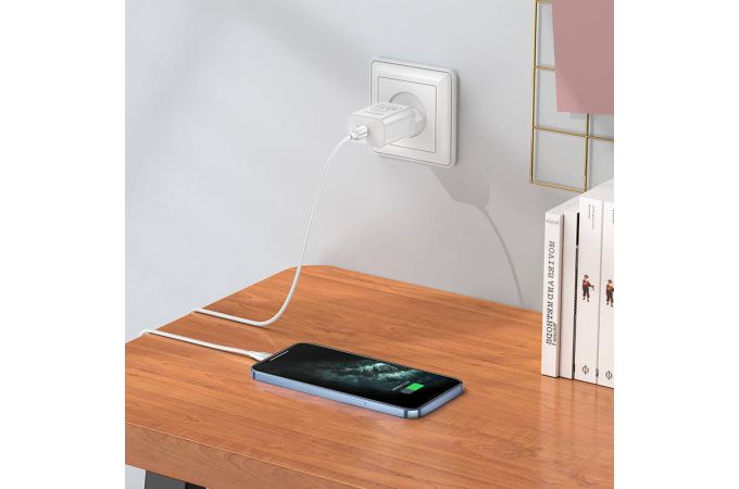 Сетевое зарядное устройство USB-C + кабель Lightning - Type-C BOROFONE BA65A PD20W, 3А (черный)