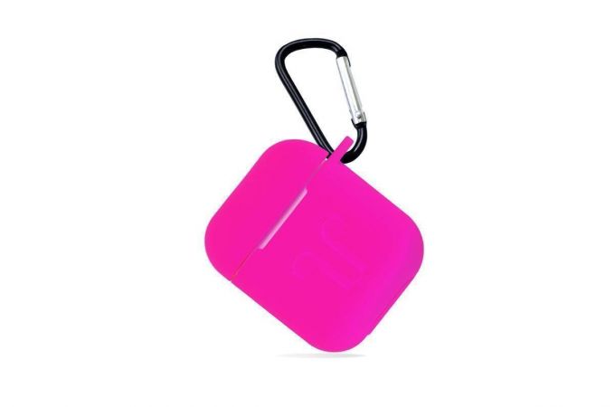 Чехол для наушников Soft-Touch AirPods с карабином и нижней заглушкой (розовый)