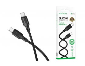 Кабель USB Type-C - USB Type-C BOROFONE BX113 Lenny 60W (черный) 1м силиконовый