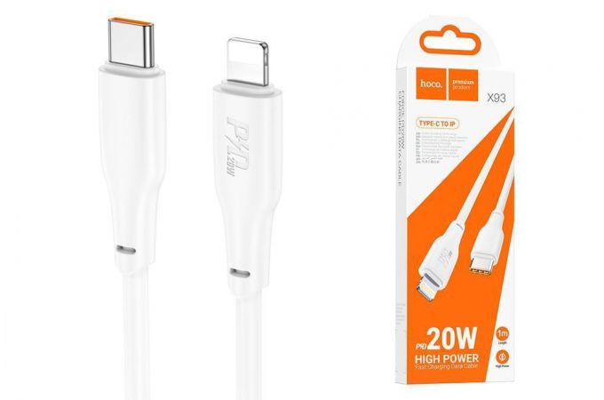 Кабель USB Type-C - Lightning HOCO X93 PD20W (белый) 1м