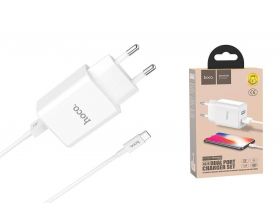 Сетевое зарядное устройство 2USB + кабель MicroUSB HOCO C62A Victoria Fast Charging 2400mAh (белый)