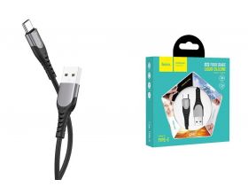 Кабель USB - USB Type-C HOCO U80, 3A (черный) 1,2м (силиконовый, с усилением сгиба)