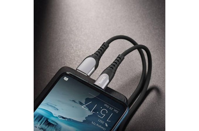 Кабель USB - USB Type-C HOCO U80, 3A (черный) 1,2м (силиконовый, с усилением сгиба)
