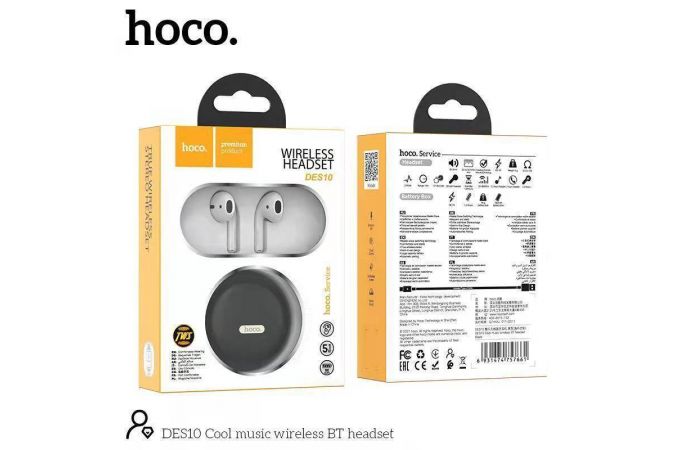 Наушники вакуумные беспроводные HOCO DES10 Cool music wireless BT headset Bluetooth (черный)