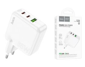 Сетевое зарядное устройство 2USB-C + USB HOCO C115A PD 65W (белый)