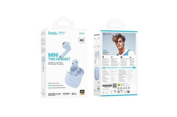 Наушники вакуумные беспроводные HOCO EW201 true wireless sleep BT headset (голубая звезда)