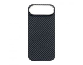 Чехол для iPhone 17 Air (6,6) пластиковый с фактурой "карбон" (черный) MagSafe