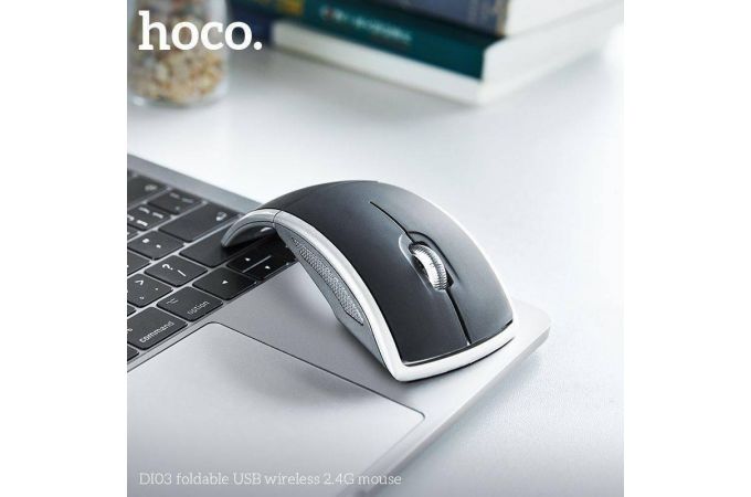 Мышь беспроводная HOCO DI03 foldable USB wireless 2.4G (черно-серебристый)