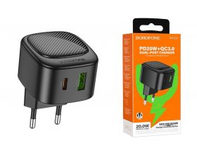 Сетевое зарядное устройство USB + USB-C BOROFONE BAS22A Fortune PD20W+QC3.0 (черный)