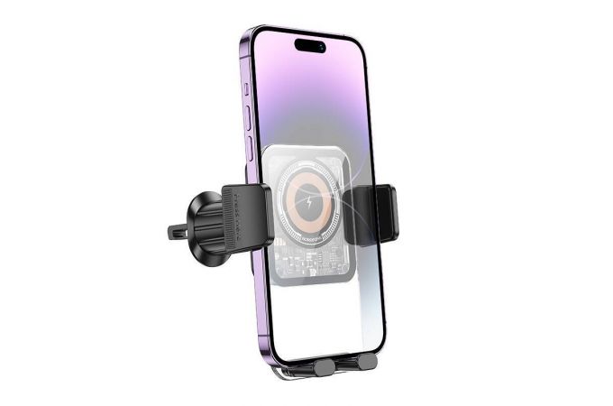 Держатель автомобильный для телефона BOROFONE BH209 Riley wireless fast charging car holder(air outlet) черный