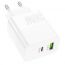 Сетевое зарядное устройство USB + USB-C BOROFONE BA75A Resource PD30W+ QC 3.0 (белый)