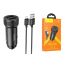 Автомобильное зарядное устройство АЗУ 2USB + кабель Lightning HOCO Z49 Level (черный)