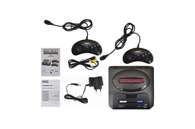 Игровая приставка Mega Drive 2 16 bit (2 джойстика, кабель, блок)