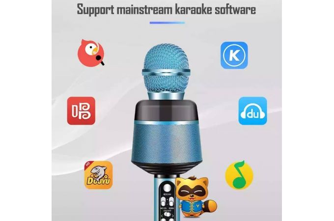 Караоке микрофон Орбита OT-ERM10 (Bluetooth, динамики, USB) RGB (синий)