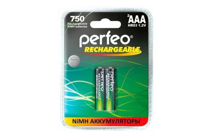 Аккумулятор Ni-MH Perfeo AAA 750mAh/2BL (Пластиковый блистер, цена за 2 штуки)
