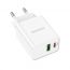 Сетевое зарядное устройство USB + USB-C BOROFONE BA69A Resource PD+ QC 3.0 (белый)