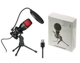 Микрофон проводной конденсаторный Орбита OT-ERM15 (OT-PCS07) RGB (USB, 1.5м)