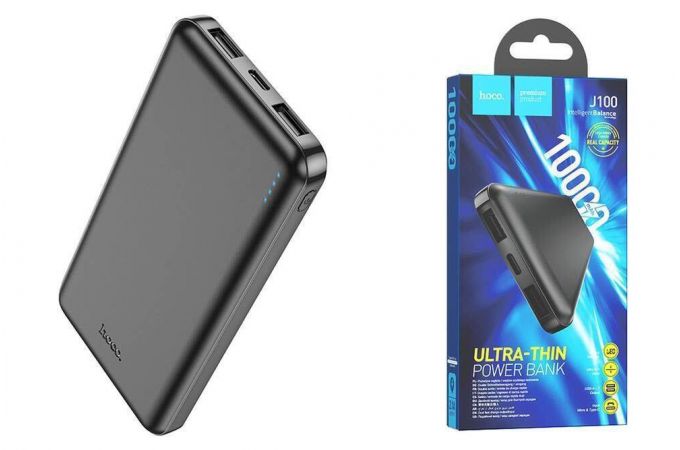 Универсальный дополнительный аккумулятор Power Bank HOCO J100 (10000 mAh) (черный) мятая упаковка