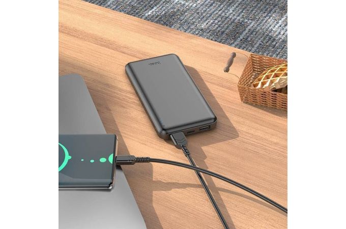 Универсальный дополнительный аккумулятор Power Bank HOCO J100 (10000 mAh) (черный) мятая упаковка