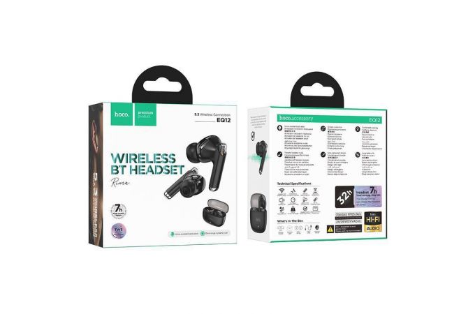 Наушники вакуумные беспроводные HOCO EQ12 wireless BT headset (черный)