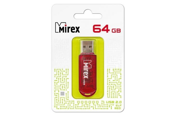 Флешка USB 2.0 Mirex ELF RED 64GB (ecopack)