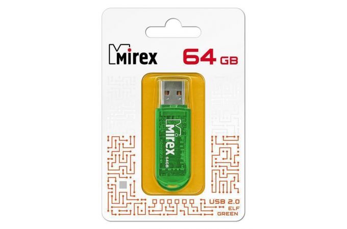 Флешка USB 2.0 Mirex ELF GREEN 64GB (ecopack)