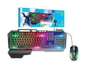 Комплект игровой проводной клавиатура+мышь HOCO GM12 с подсветкой RGB (черный)